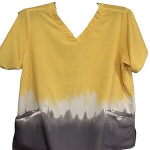 WonderWink Lemon Dipped Women's 2-Pocket V-Neck Print Scrub Top Size XL